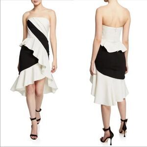 NEW! Marchesa Notte white black strapless  dress 4